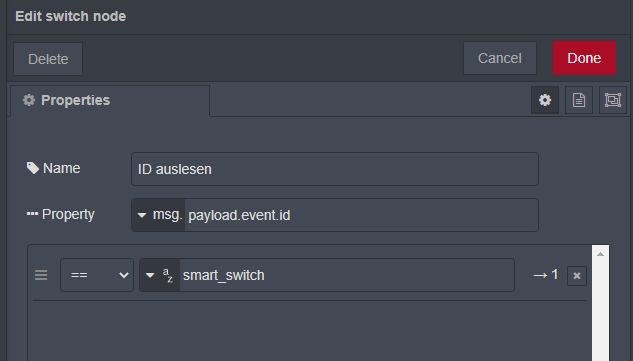 Switch Node for Button ID